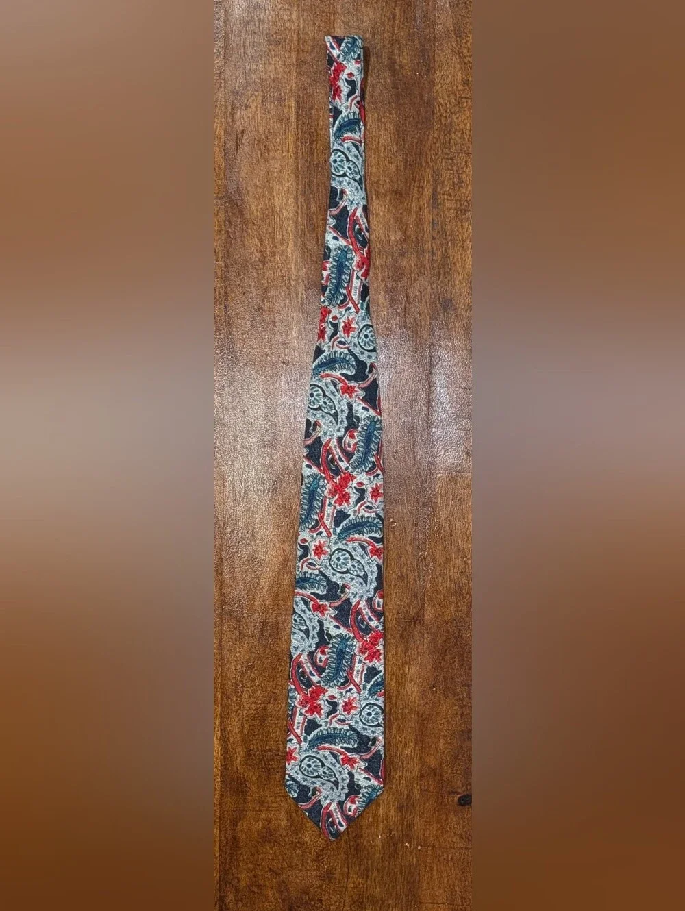 Vintage Mens Christian Dior Tie 1970s Abstract Print 70s Necktie Blue/Red/White.